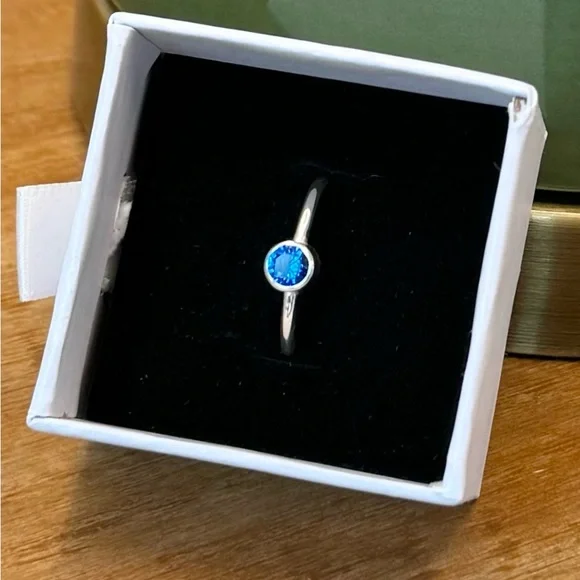 New bright Blue Spinel and solid Sterling Silver stacking Ring size 8.5 or 9 - Picture 3 of 8